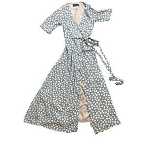 Fauxgerty The Marianne Wrap Dress in Green Floral
